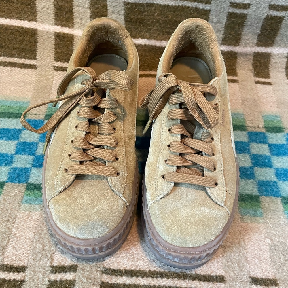 Fenty Puma Camel Suede Platform Sneakers